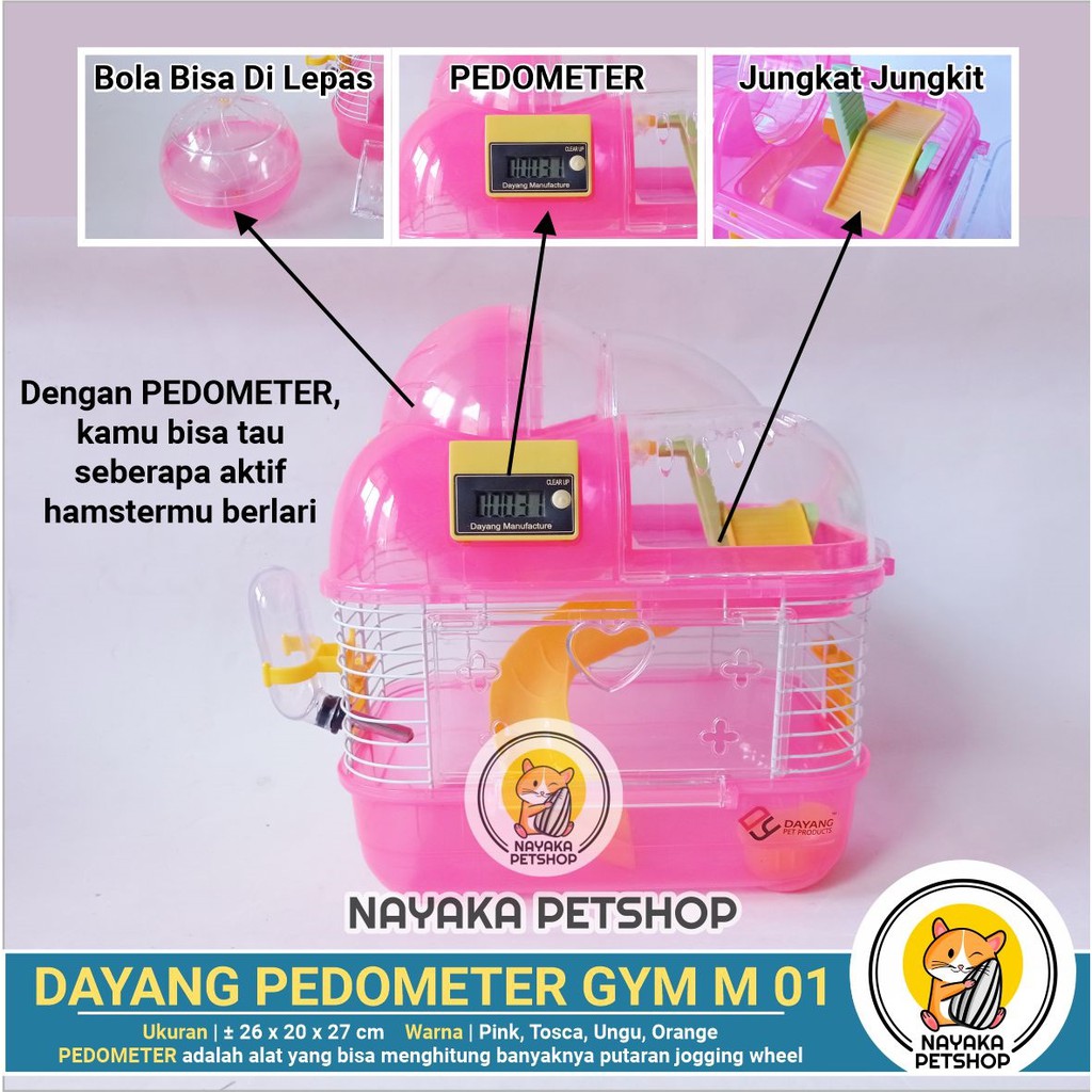 Dayang Pedometer Gym Cage M 01 Kandang Hamster Tingkat 2 Lantai