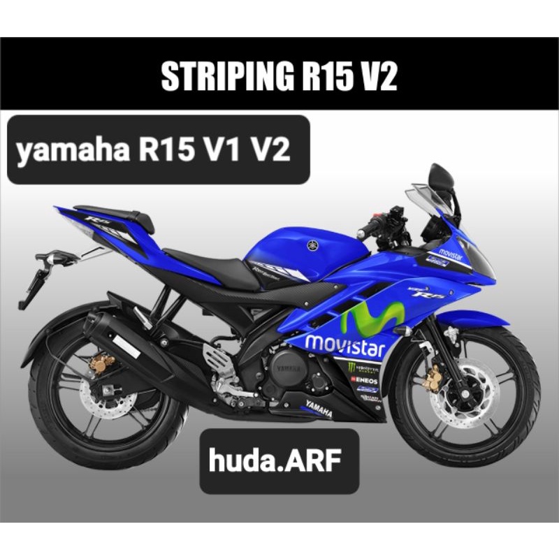 STRIPING VARIASI YAMAHA R15 V1 V2 MOVISTAR LIS STICKER DECAL VARIASI YAMAHA  R15 LAMA R15 V1 R15 V2 
