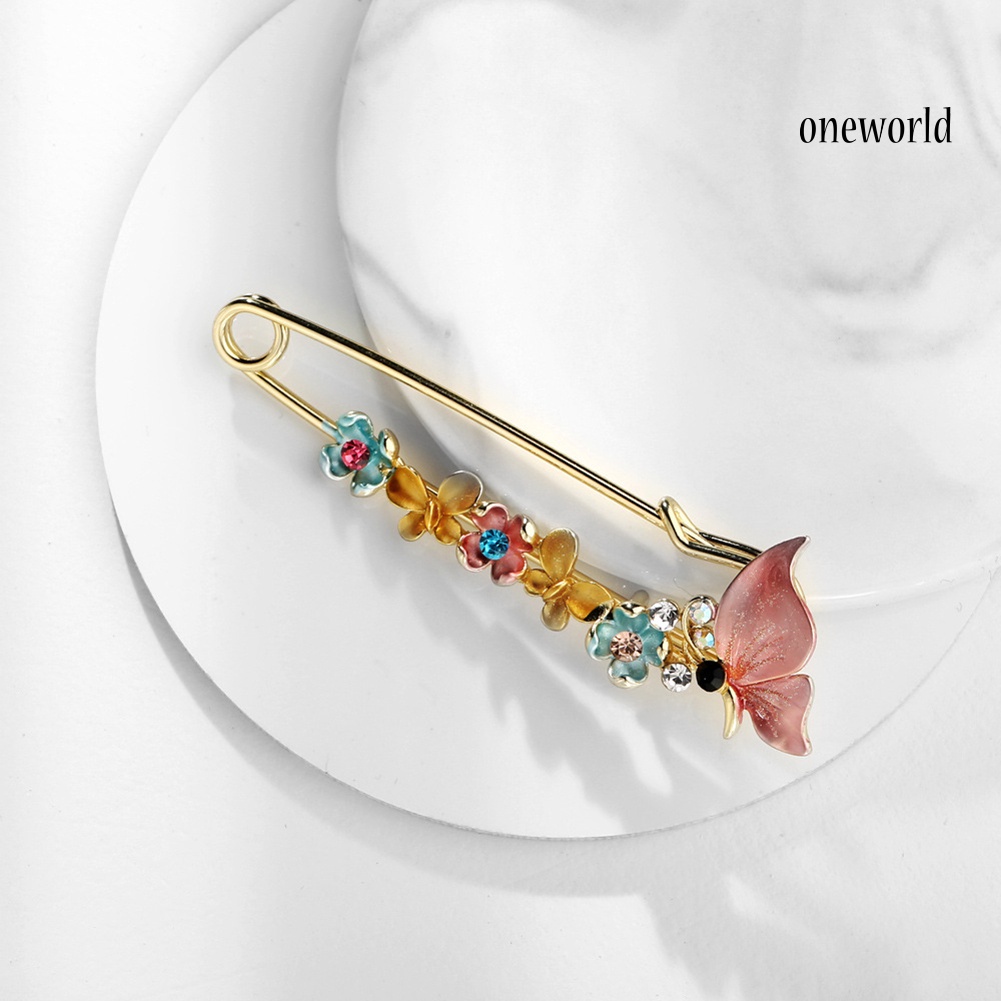 OW@ Fashion Women Multicolor Flower Rhinestone Scarves Shawl Clip Brooch Pin Decor