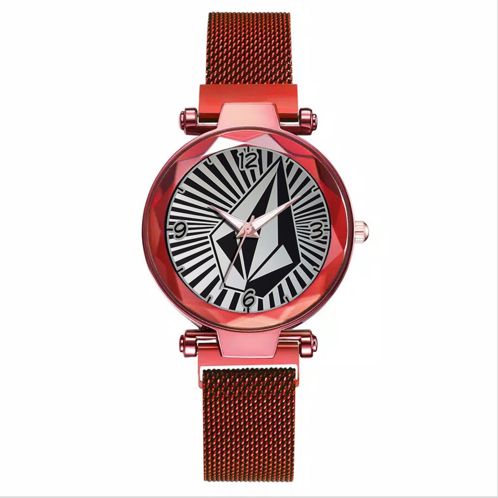 Jam Tangan Wanita Custom - VOLCOM MOTIF 1 Free Box &amp; Batre Cadangan