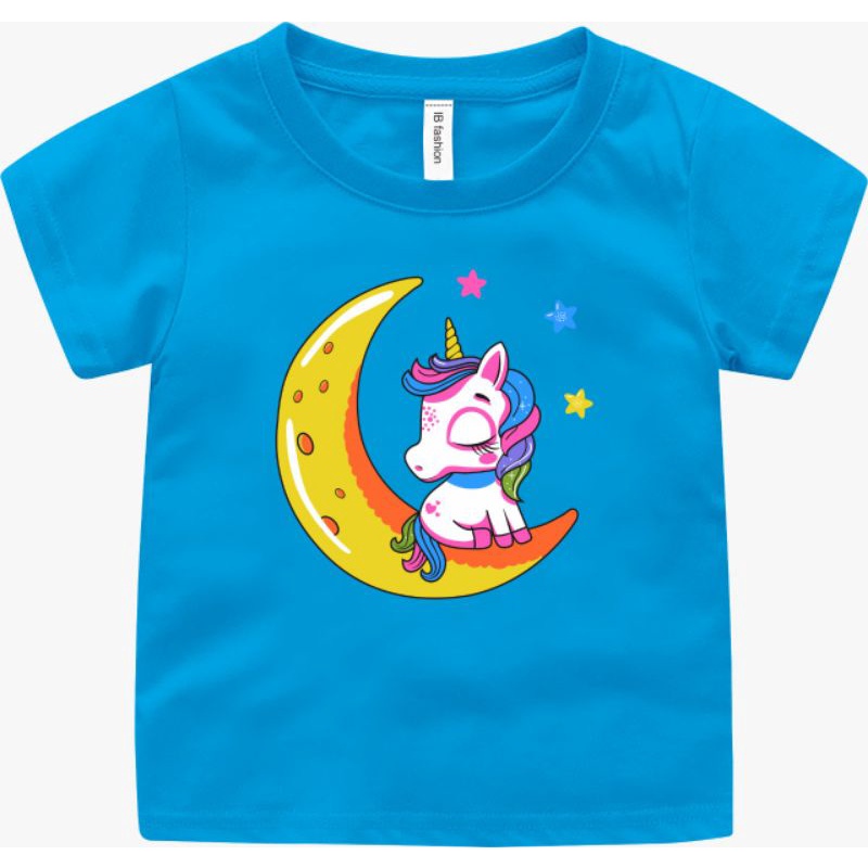 Kaos Anak Perempuan Umur 2 Sampai 10 tahun Unicorn Bulan T shirt Anak Cewek Baju Oblong Anak