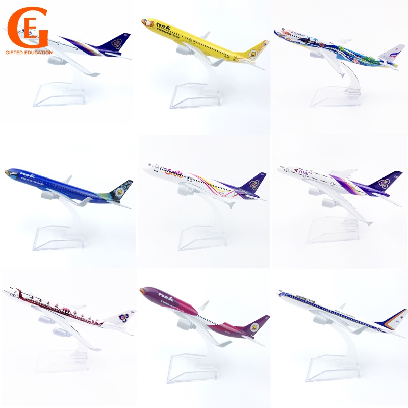 Model Pesawat Terbang Thailand Airbus 320 Nok Air B737 Bangkok 747 Bahan Alloy Diecast Ukuran 16CM