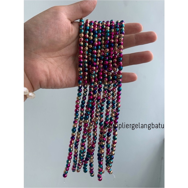 spacer multicolour 6mm steel bulet bahan gelang kalung charm premium