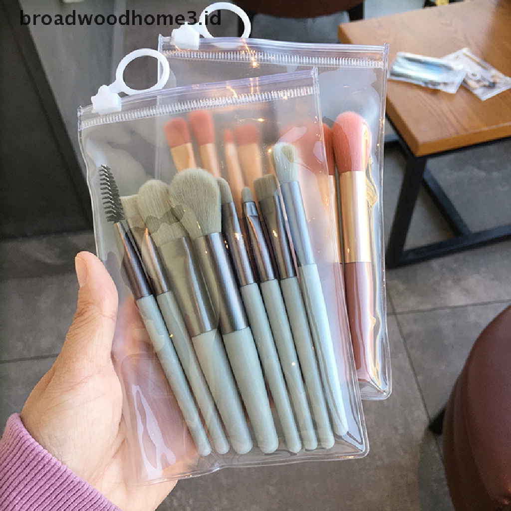 8pcs / set Brush Makeup Mini Portable Gagang Kayu Untuk Pemula