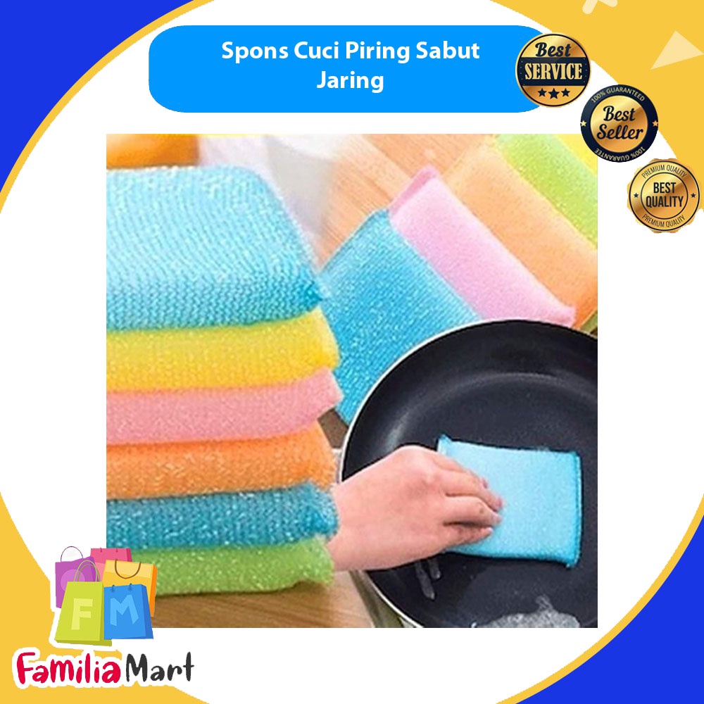 Spons Cuci Piring Sabut Jaring Spon Bantal Wastafel Dapur Sponge Warna