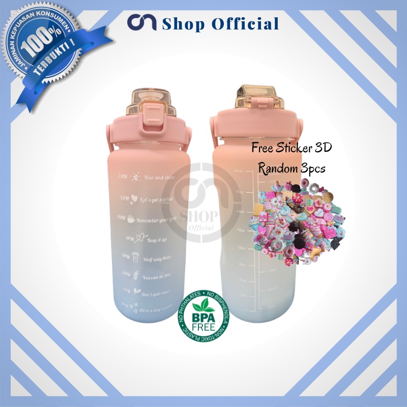 Botol Minum 2 Liter / Botol Minum Quifit / Botol Minum Tritan / Botol Minum Motivasi