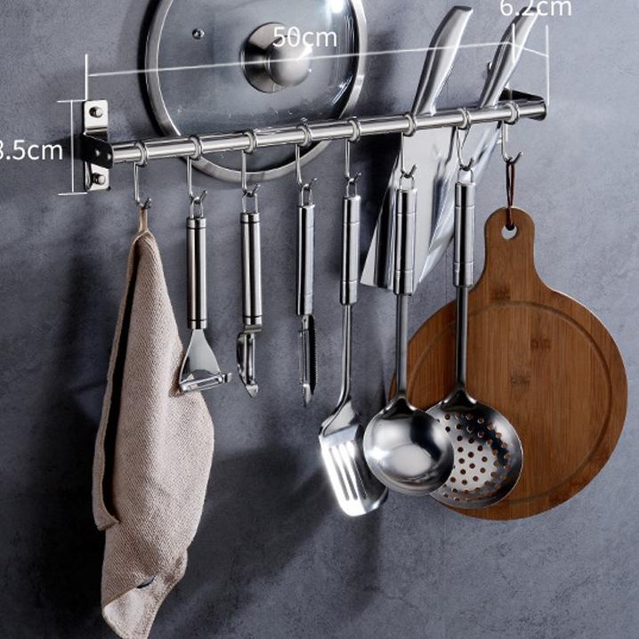 ✶Produk Keren❊ Greenland Rak Dinding Gantungan Panci Stainless Geser Minimalis Modern Tempat Alat Da