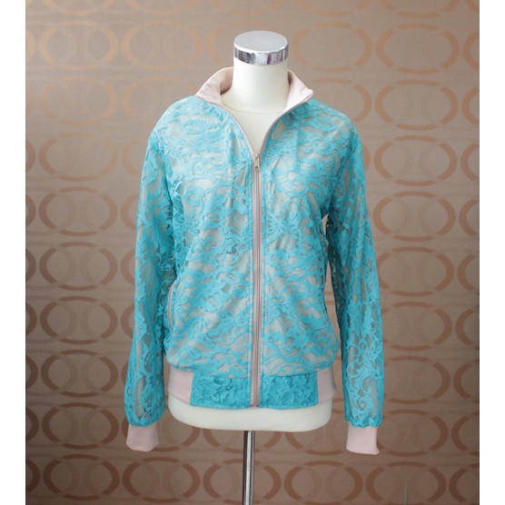 Kebaya Brokat Jaket Bomber Brokat Hijau &amp; Toska 716