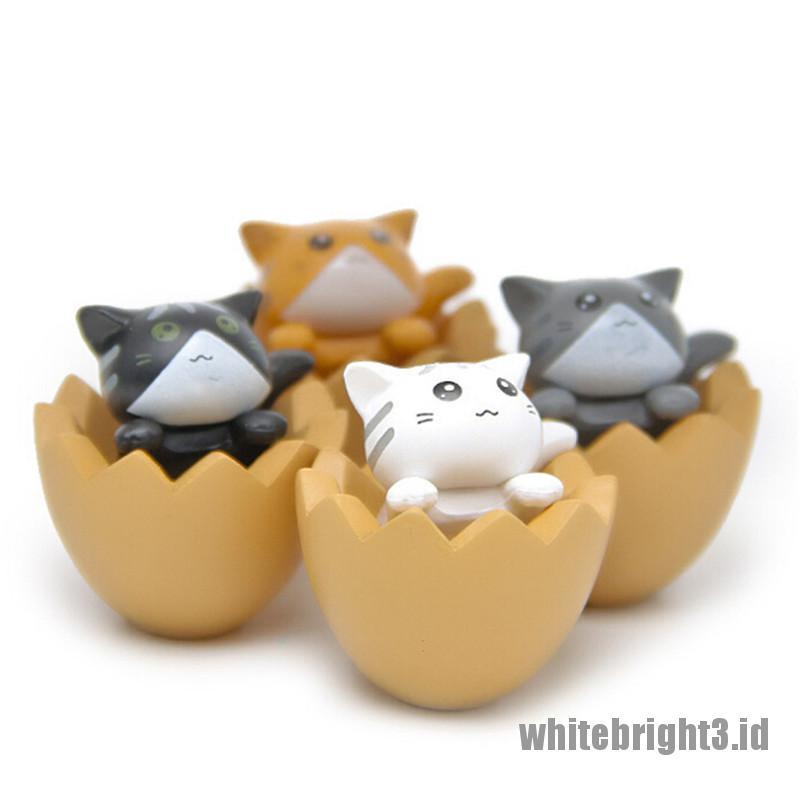 (white3) 1pc Miniatur Telur Kucing Bahan Resin Untuk Dekorasi Taman Mini / Micro Landscape