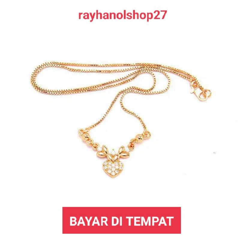 RO-27 Kalung wanita liontin kembang love permata lapis emas