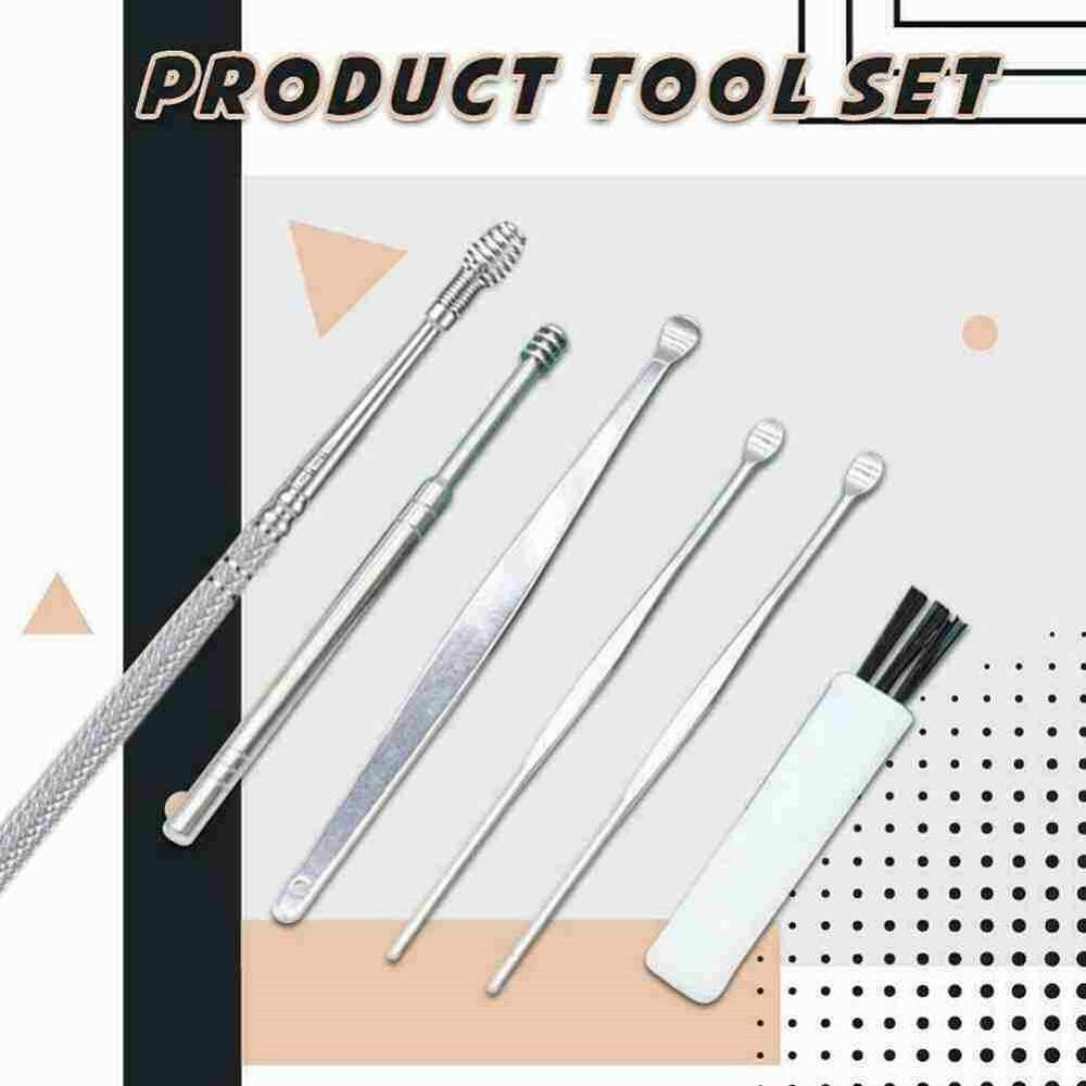 6pcs / Set Alat Pembersih Kotoran Telinga Bahan Stainless Steel