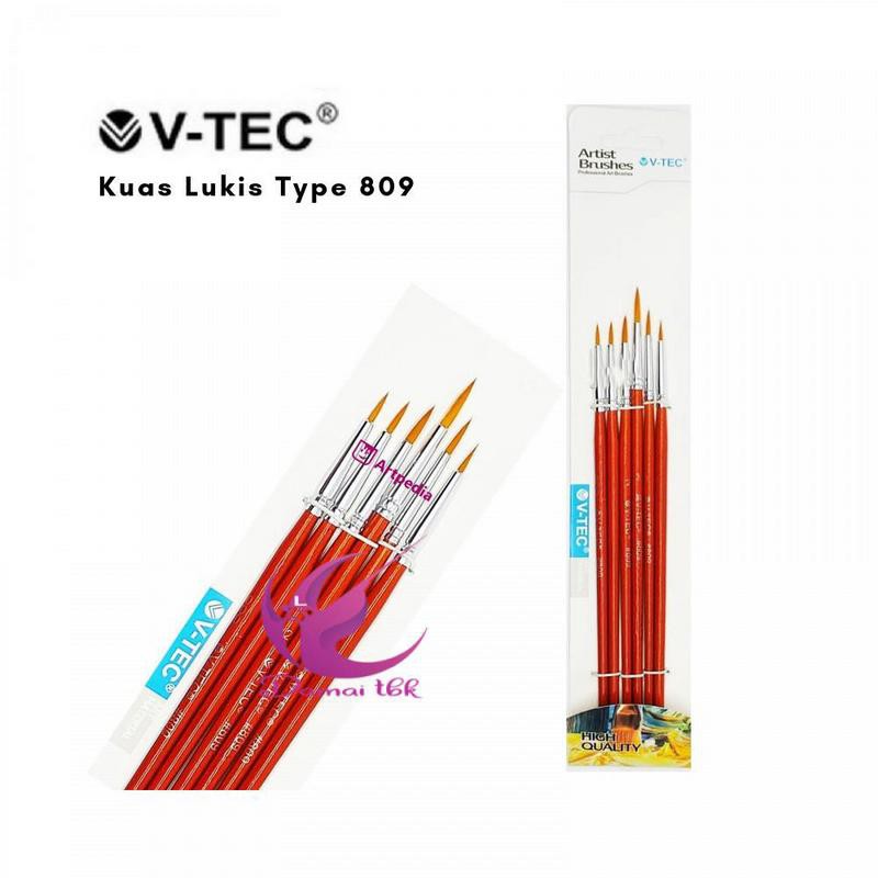 

V-Tec Round Brush 809 Set 6 Kuas Lukis Set 6 Kuas untuk Cat Air Cat Akrilik Cat Minyak