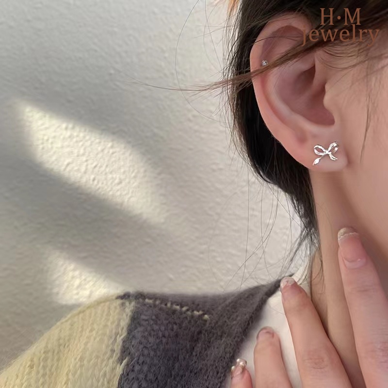 Anting Tusuk Sterling Silver 925 Desain Pita Kecil Untuk Wanita