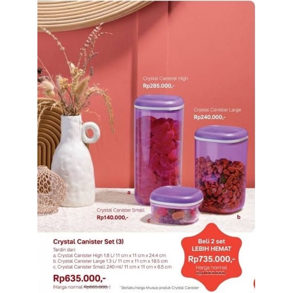 PROMO CRISTAL CANISTER SET 3PCS TUPPERWARE ORIGINAL