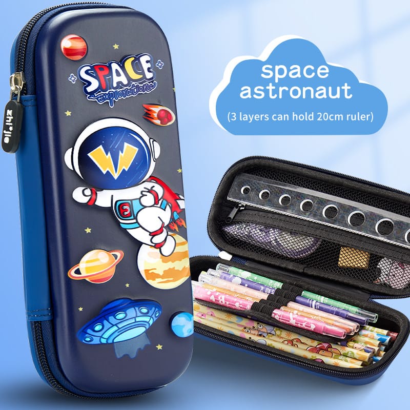 Kotak Pensil 3D Astronot Rocket Dinosaurus Motif Cowo Kotak pensil 3D timbul tempat pensil Pencil Case Motif Cowo kado ultah anak cwo