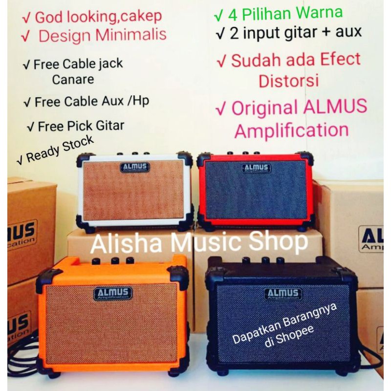 AMPLI GITAR ALMUS mini Distorsi dua input