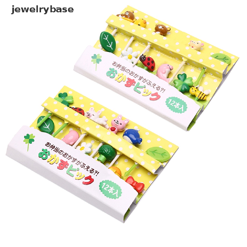 Jewelrybase 12PCS / set Garpu Buah / Snack Mini Motif Kartun Hewan Untuk Anak