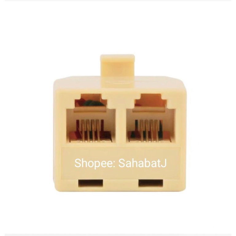 Soket Cabang Telepon 2 Way RJ11 Socket T Sambungan Paralel 2 lubang RJ11 Splitter