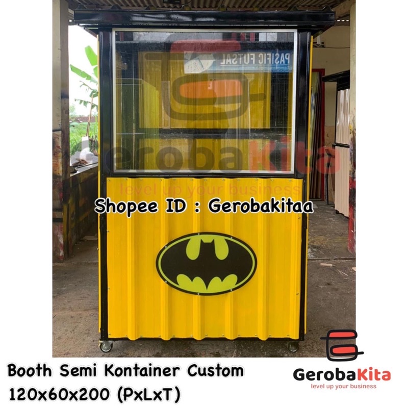 booth semi container jualan ukuran 120x60x200  custom kaca/ gerobak kaca/ booth kuliner