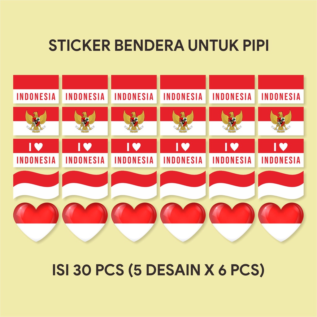 Jual Stiker Pipi Hut Ri Bendera Merah Putih Stiker Kemerdekaan Indonesia Pancasila I Love 4056