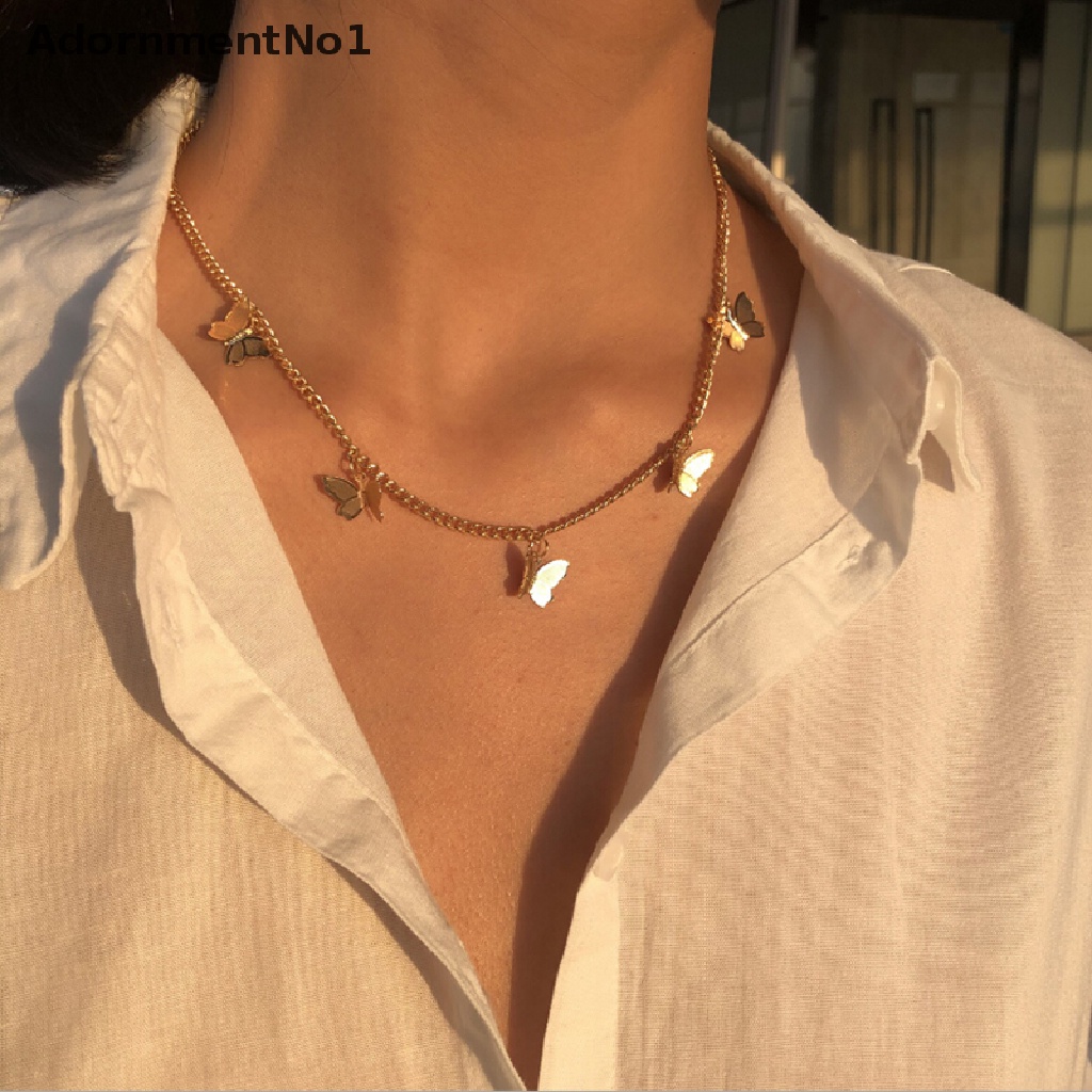 (AdornmentNo1) Kalung Choker Rantai Dengan Liontin Kupu-Kupu Gaya Boho Untuk Wanita