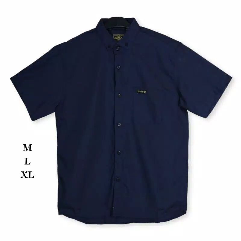 Kemeja Polos Navy Lengan Pendek Original Hurley