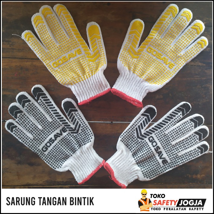 SARUNG TANGAN BINTIK 6 BENANG KARET KATUN POLKADOT BANGUNAN SAFETY GOSAVE