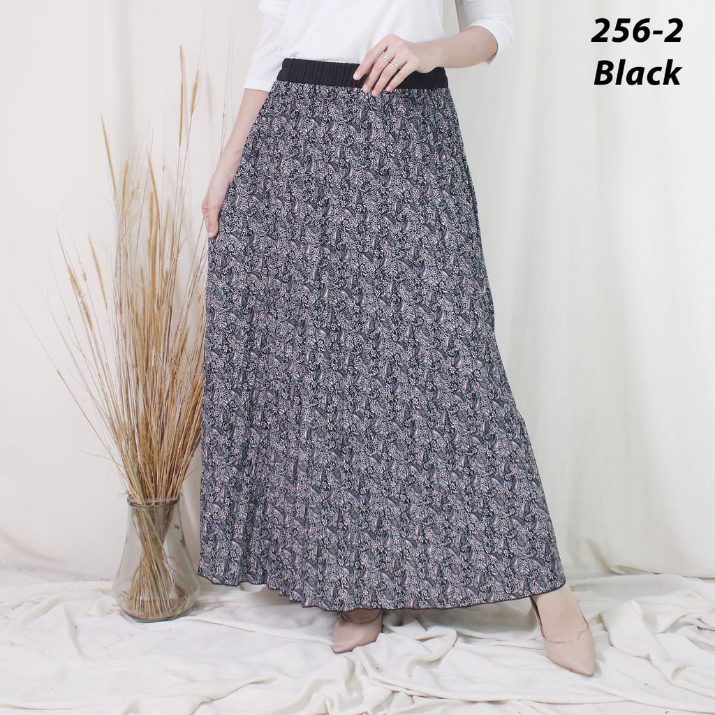 256 2 ROK PLISKET BUNGA LUVALINE PRISKET PANJANG PLEATED 