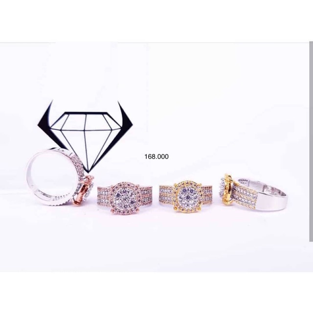Cincin perhiasan Lapis emas luxury dengan zircon italy asli