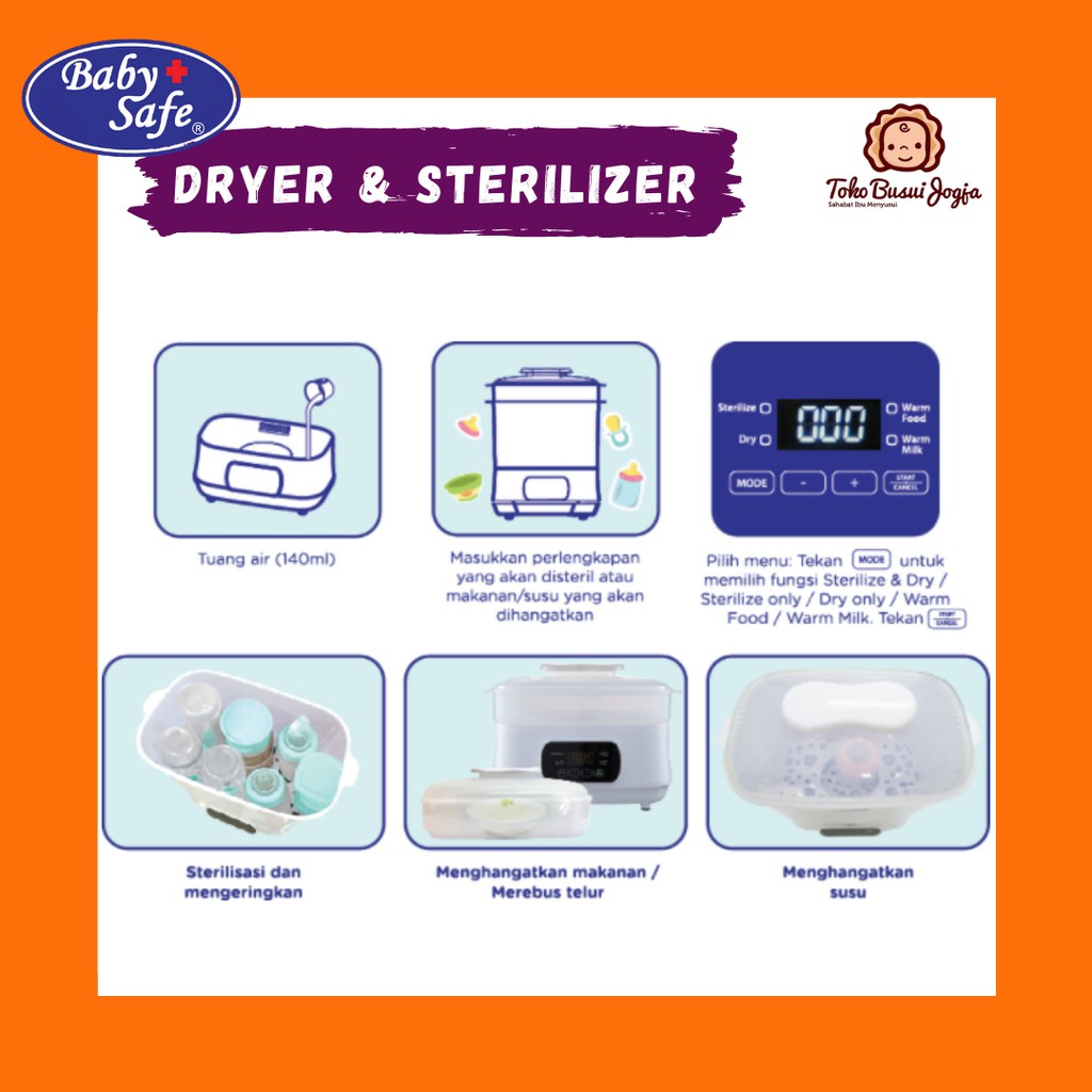 Baby Safe Multi Electric Sterilizer And Dryer Elektrik Botol Susu Bottle Baby Bayi STE01