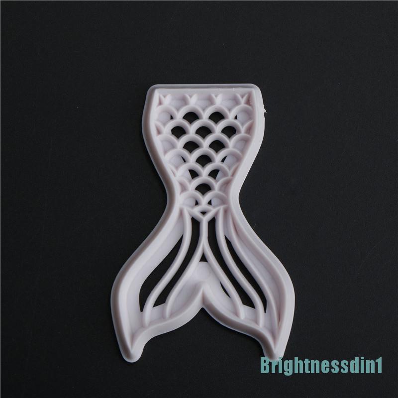 2pcs Cetakan Pemotong Adonan Kue Fondant Desain Ekor Putri Duyung Bahan Plastik