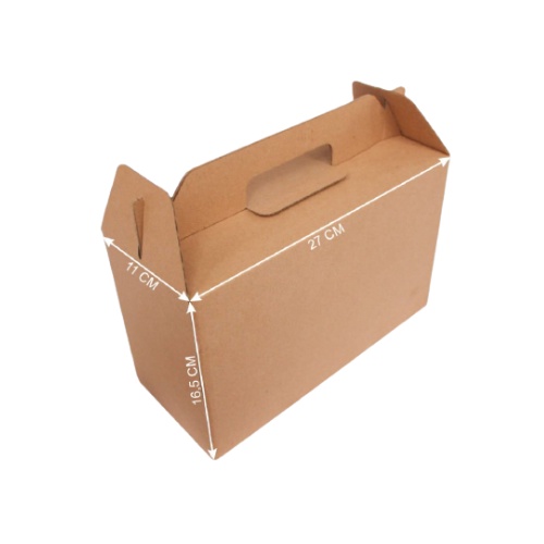 

Kardus Packing Dus Jinjing Tenteng Die Cut Box Tenteng Gift Box Hampers Packaging Coklat 27x11x16,5