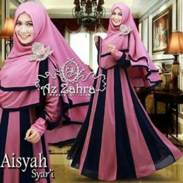 Baju Muslim Wanita Aisyah Navy RO - Baju Gamis Muslim Wanita Jersey Navy