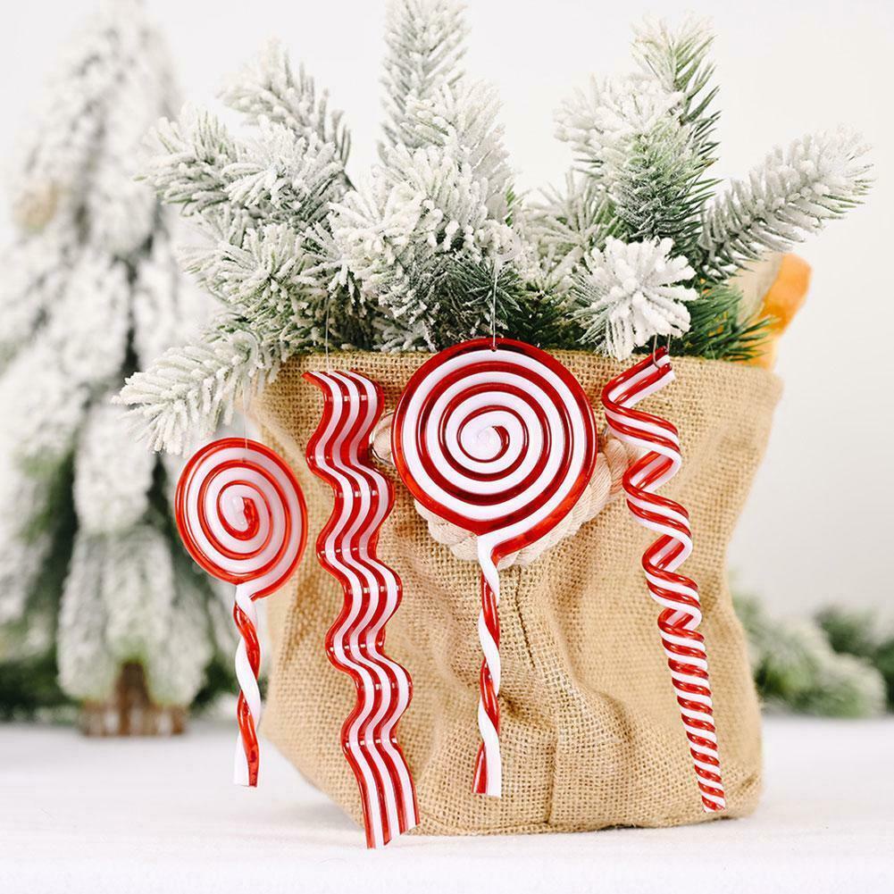 1Pc Plastic Lollipop Cane Ornaments For Xmas Home Decor