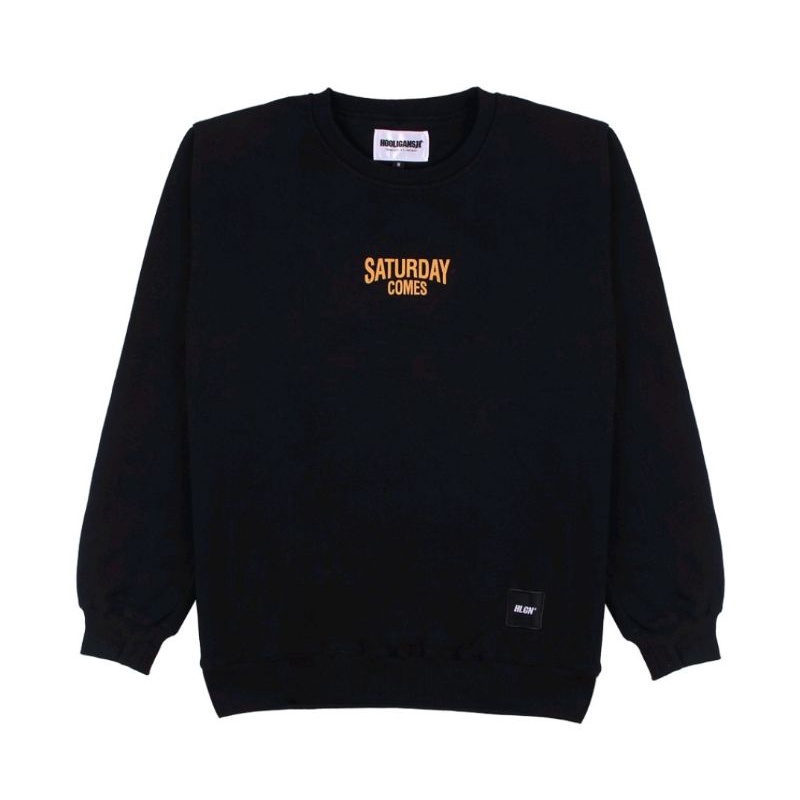 Hooligan Sweater Crewneck Saturday Comes Black Yellow