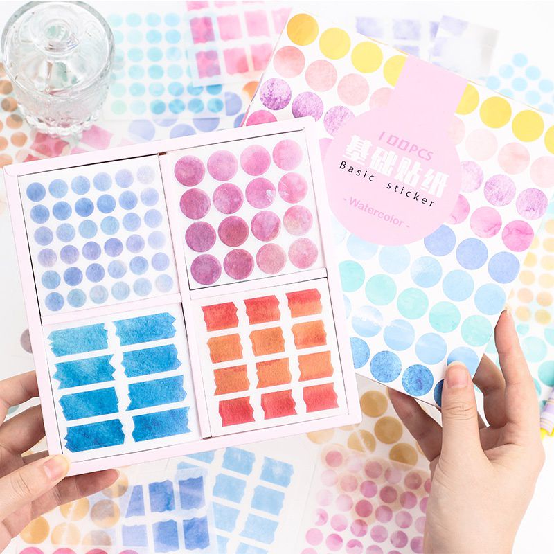 

NL~[1 pcs] Sticker Deco PET Aesthetic | Dot & Tape Sticker Watercolor