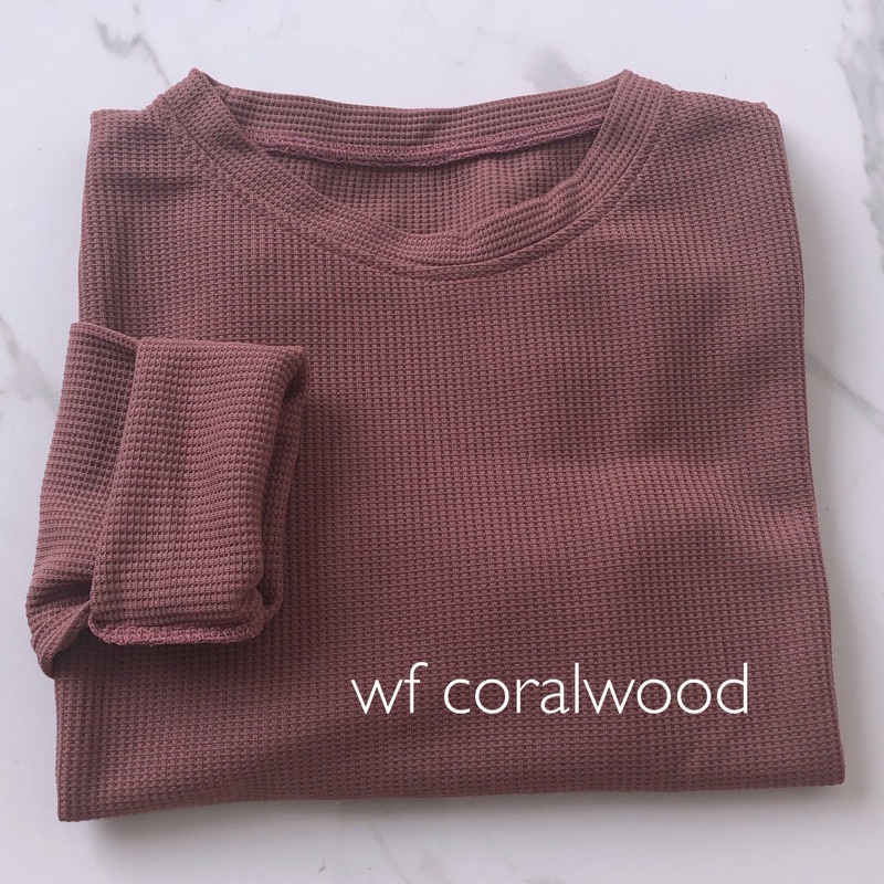 longsleeve rib basic sweater premium baju lengan panjang KALLYOUTFIT-WF CORALWOOD