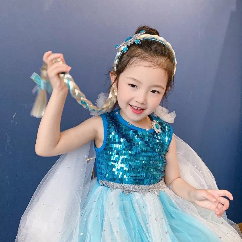 Bando Korea Anak Perempuan Aksen Elsa Frozen Aksesoris Bandana Rambut Palsu Fashion korea style Anak Bayi Lucu bahan import AK124