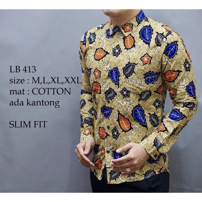 BATIK KEMEJA PRIA SLIM FIT MODERN ADA SAKU LB 413