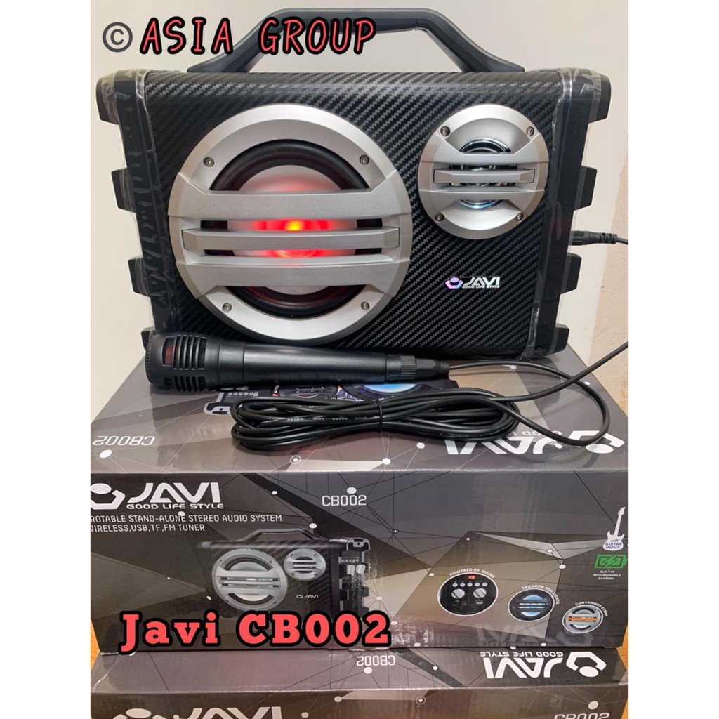 PROMO~Speaker Portable JAVI CB002 Bluetooth Karaoke Guitar + 1MIC High Power Guitar Musik radio fm