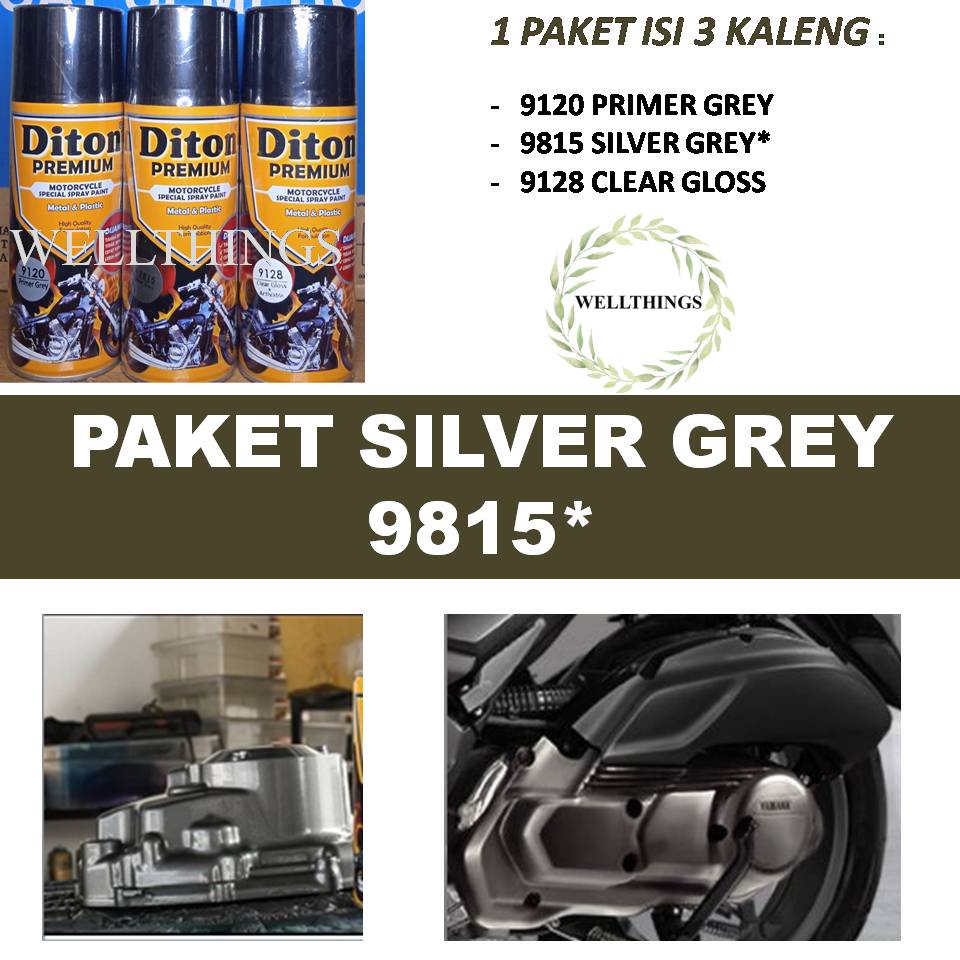 Paket Lengkap Cat Pilox Diton Premium 9815 Silver Grey Warna Abu Abu Perak 400cc pylox velg mesin
