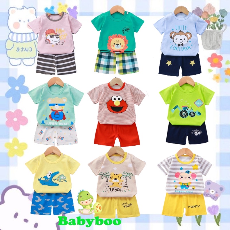 (0-24m) Setelan Baju Bayi/Setelan Baju Anak/ Setelan Baju Bayi Lengan Pendek/ Setelan Bayi Import