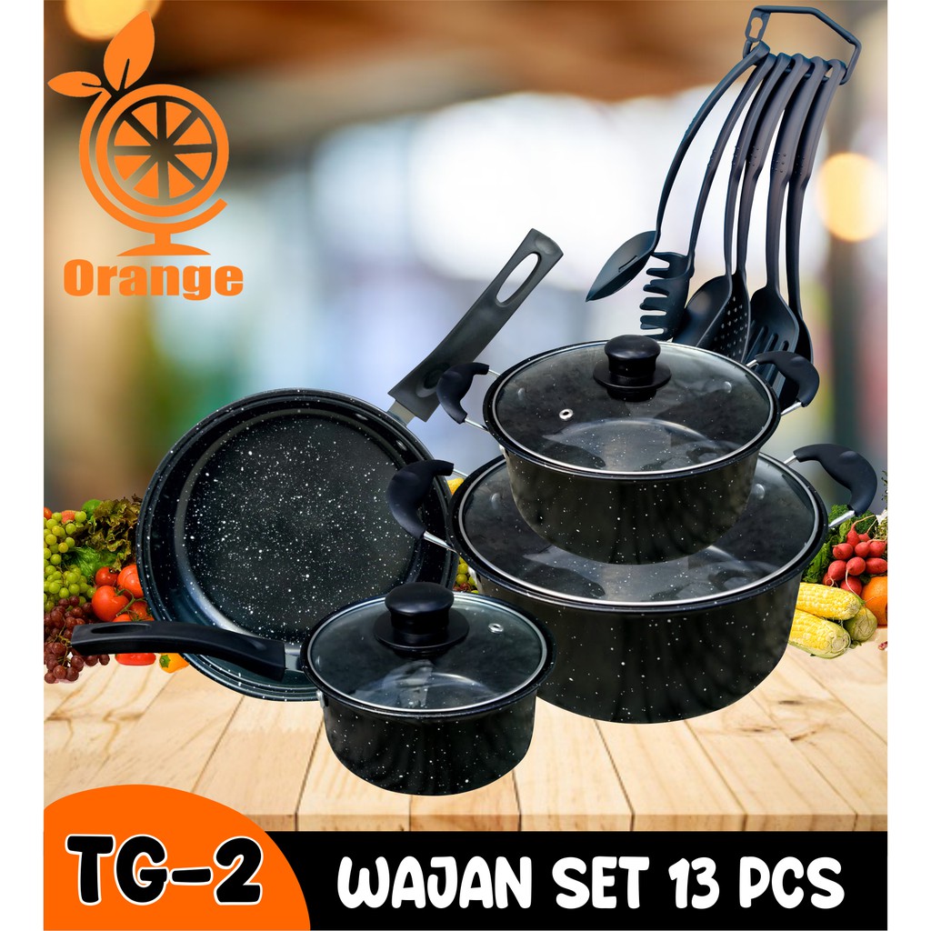 Panci Set lengkap Wajan Penggorengan Teflon Warna Cookware Frypan Sauce