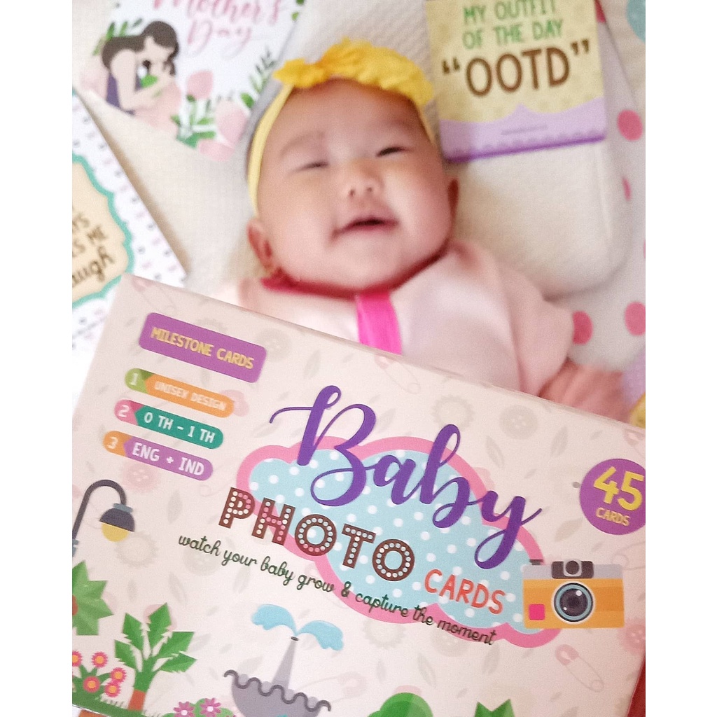 Baby Milestone Card Kartu Foto Lucu Bayi 45pcs Baby Cards Photo Foto Bayi selfie card photocard asesoris selfi fotografi Milestone Mile StoneCard