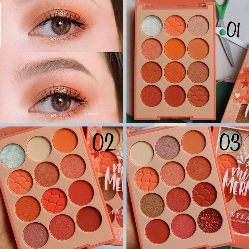 Anylady Mermaid 12 Warna Eyeshadow  Peach Pigmentted