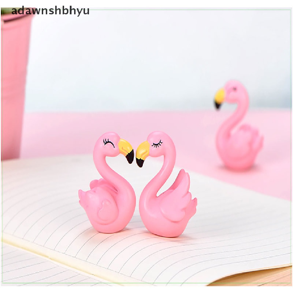 [adawnshbhyu] 1pasang Resin Flamingo Miniatur Pemandangan Bonsai Berdaging Dekorasi Taman Hadiah