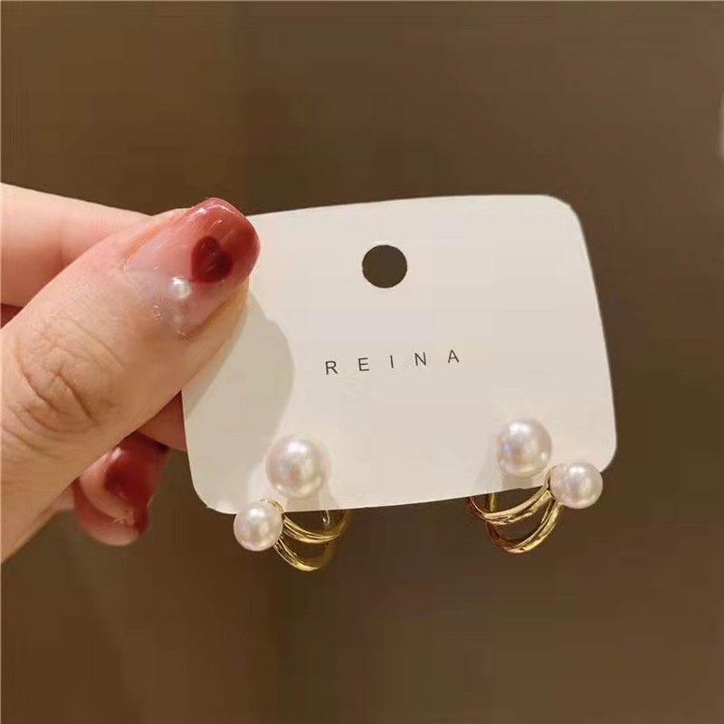 Roselife 1 Pasang Anting Tusuk Gantung Wanita Bahan Sterling Silver 925 Hias Mutiara Gaya Eleganvintage Untuk Pesta