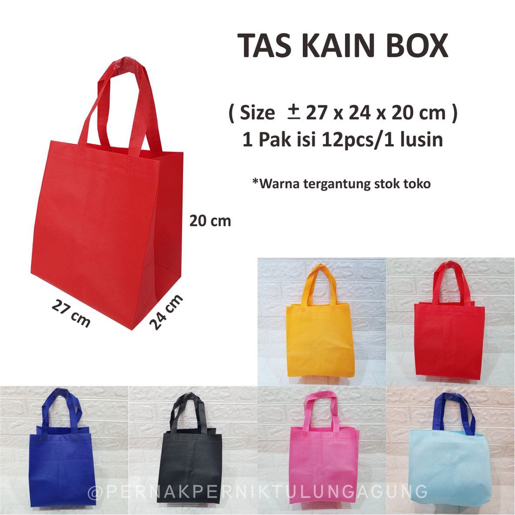 Tas Kain Box Warna Polos - Jual GROSIR Per 1 lusin isi 12pcs - Tas Kain Box Nasi/Bento - Tas untuk p