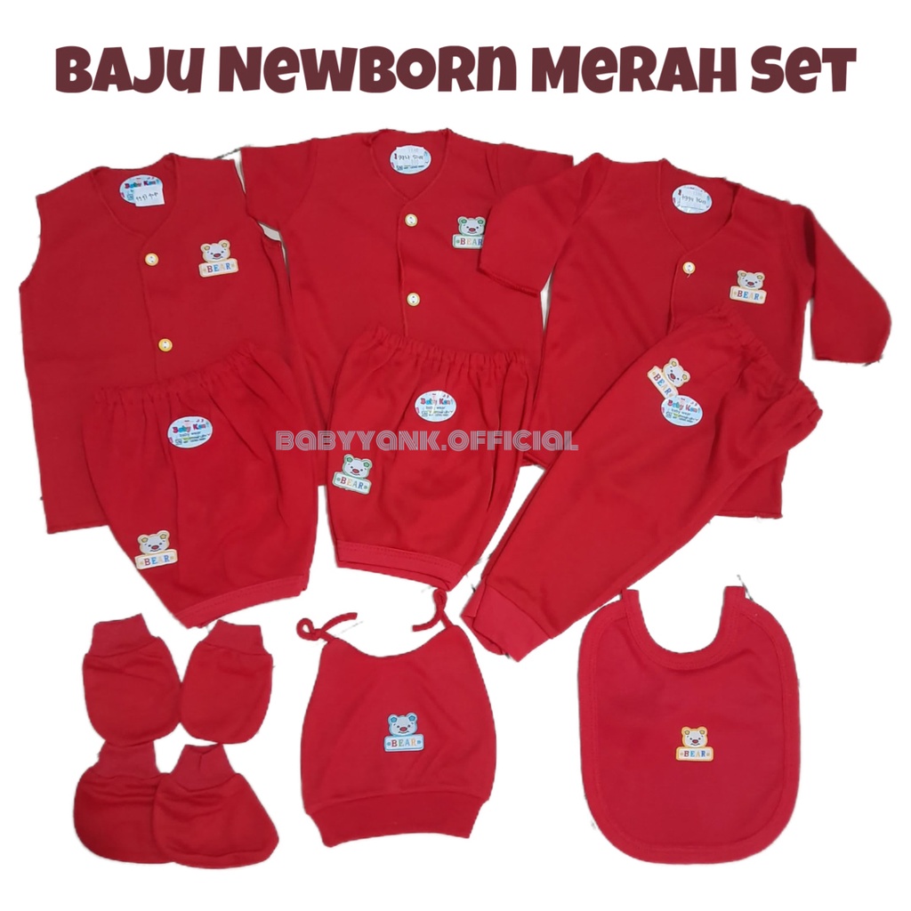 ♥BabyYank♥  Perlengkapan Baju Bayi Baru Lahir / Newborn , Paket Bayi Murah Size 0-3 / BAJU MERAH BAYI NEWBORN 0-3M - STELAN BAJU WARNA MERAH BAYI BARU LAHIR