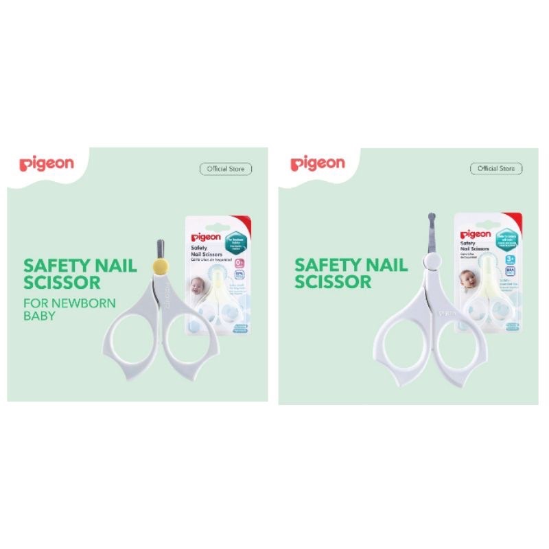 Pigeon Safety Nail Scissors Baby Gunting Kuku Bayi Lahir Newborn Anak Ujung Bulat + Penutup Gunting